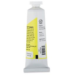 Utrecht Studio Series Oil Paint - Primary Yellow, 37 ml, Tube (Back)