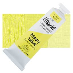 Utrecht Studio Series Oil Paint - Primary Yellow, 37 ml, Tube and swatch