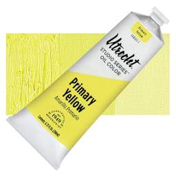 Utrecht Studio Series Oil Paint - Primary Yellow, 200 ml tube and swatch