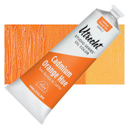 Utrecht Studio Series Oil Paint - Cadmium Orange Hue, 200 ml tube and swatch