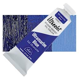 Utrecht Studio Series Oil Paint - Ultramarine Blue, 37 ml, Tube and swatch
