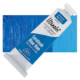 Utrecht Studio Series Oil Paint - Cerulean Blue Hue, 37 ml, Tube and swatch