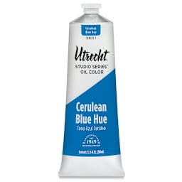 Utrecht Studio Series Oil Paint - Front view of Cerulean Blue Hue, 200 ml, Tube