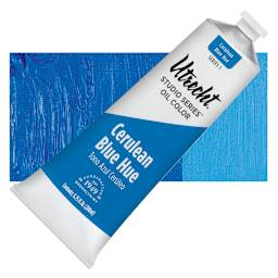 Utrecht Studio Series Oil Paint - Cerulean Blue Hue, 200 ml tube and swatch