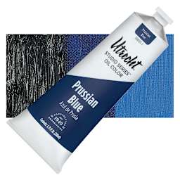 Utrecht Studio Series Oil Paint - Prussian Blue, 200 ml tube and swatch