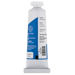 Utrecht Studio Series Oil Paint - Primary Blue, 37 ml, Tube (Back)
