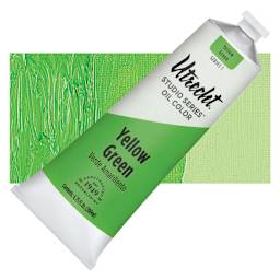 Utrecht Studio Series Oil Paint - Yellow Green, 200 ml tube and swatch