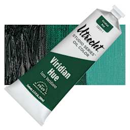 Utrecht Studio Series Oil Paint - Viridian Hue, 200 ml tube and swatch