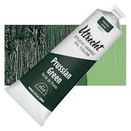 Utrecht Studio Series Oil Paint - Prussian Green, 200 ml tube and swatch