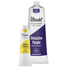 Utrecht Studio Series Oil Paints - Cadmium Yellow Hue 1.25 oz tube and Dioxazine Purple 6.75 oz tube