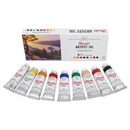 Utrecht Artists' Oil Paint Set - Landscape Set, Set of 9 colors, 37 ml tubes, tubes with packaging