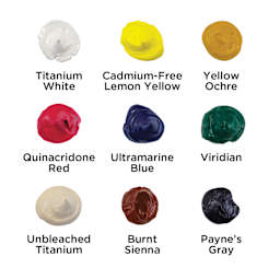 Utrecht Artists' Oil Paint Set - Landscape Set of 9, swatches