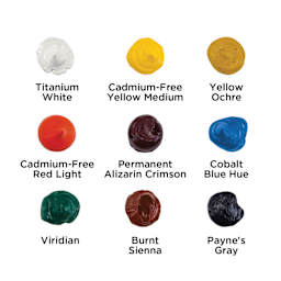 Utrecht Artists' Oil Paint Set - Portrait Set of 9, swatches