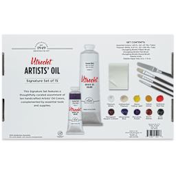Utrecht Artists' Oil Paint Set - Signature Set, Set of 15, back of packaging