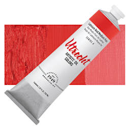 Utrecht Artists' Oil Paint - Cadmium Red Medium, 150 ml tube and swatch