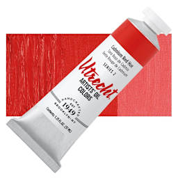 Utrecht Artists' Oil Paint - Cadmium Red Hue, 37 ml tube and swatch