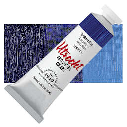 Utrecht Artists' Oil Paint - Brilliant Blue, 37 ml tube and swatch