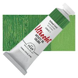 Utrecht Artists' Oil Paint - Brilliant Green, 37 ml tube and swatch