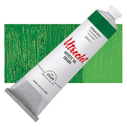 Utrecht Artists' Oil Paint - Brilliant Green, 150 ml tube and swatch