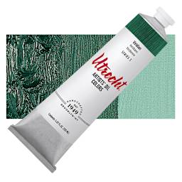 Utrecht Artists' Oil Paint - Viridian, 150 ml tube and swatch