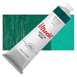 Utrecht Artists' Oil Paint - Permanent Green, 150 ml tube and swatch
