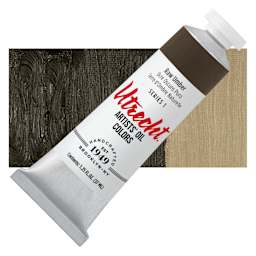 Utrecht Artists' Oil Paint - Raw Umber, 37 ml tube and swatch