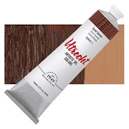 Utrecht Artists' Oil Paint - Burnt Sienna, 150 ml tube and swatch