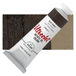 Utrecht Artists' Oil Paint - Burnt Umber, 37 ml tube and swatch