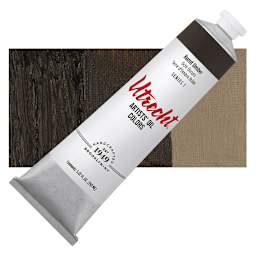 Utrecht Artists' Oil Paint - Burnt Umber, 150 ml tube and swatch