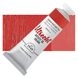 Utrecht Artists' Oil Paint - Cadmium Red Light, 37 ml tube and swatch