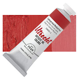 Utrecht Artists' Oil Paint - Cadmium Red Medium, 37 ml tube and swatch