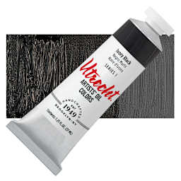 Utrecht Artists' Oil Paint - Ivory Black, 37 ml tube and swatch