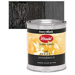 Utrecht Artists' Oil Paint - Ivory Black, 16 oz Can and swatch