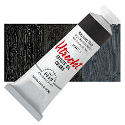 Utrecht Artists' Oil Paint - Mars Ivory Black, 37 ml tube and swatch