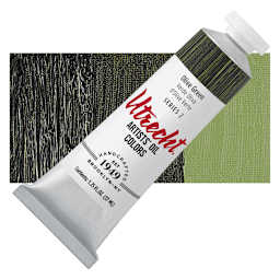 Utrecht Artists' Oil Paint - Olive Green, 37 ml tube and swatch