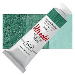 Utrecht Artists' Oil Paint - Permanent Green Light, 37 ml tube and swatch