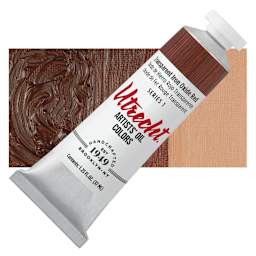 Utrecht Artists' Oil Paint - Transparent Red Oxide, 37 ml tube and swatch