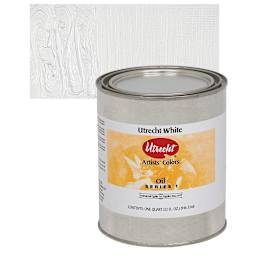 Utrecht Artists' Oil Paint - Utrecht White, Quart, Can and swatch