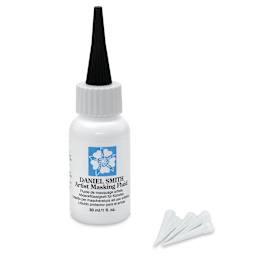 Daniel Smith Masking Fluid - Front of Capped bottle shown with 5 drawing tips