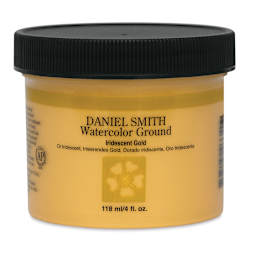 Daniel Smith Watercolor Ground - Front of 4 oz Iridescent Gold Jar shown 