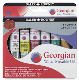 Water Mixable Oil Paint Sets - Front of package of Starter Set of 6 showing paint colors