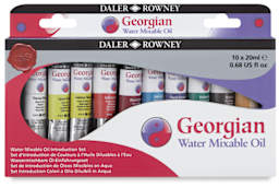 Water Mixable Oil Paint Sets - Front of Introduction Set of 10 showing paint colors