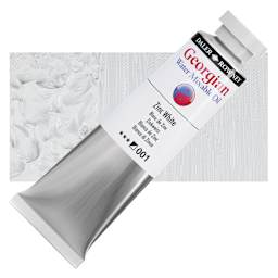 Georgian Water Mixable Oil - Zinc White, 37 ml tube and swatch