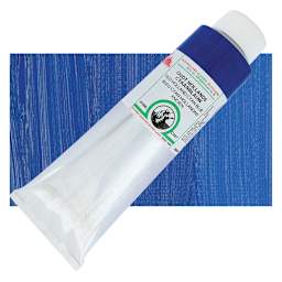 Old Holland Classic Oil Color - Old Holland Cyan Blue, 225 ml tube and swatch