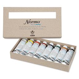 Schmincke Norma Blue Water-Mixable Oil Paint - Set of 8, 35 ml tubes