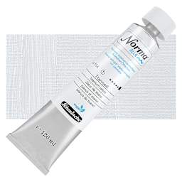 Schmincke Norma Blue Water-Mixable Oil Paint - Titanium White, 120 ml tube and swatch