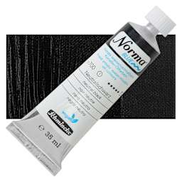 Schmincke Norma Blue Water-Mixable Oil Paint - Neutral Black, 35 ml, tube and swatch