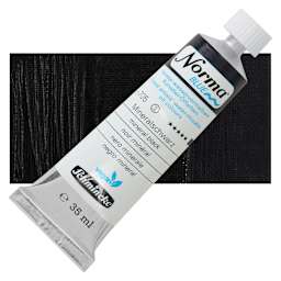 Schmincke Norma Blue Water-Mixable Oil Paint - Mineral Black, 35 ml, tube and swatch