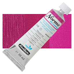 Schmincke Norma Blue Water-Mixable Oil Paint - Magenta, 35 ml tube and swatch