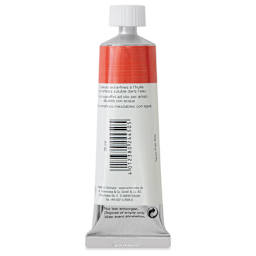 Schmincke Norma Blue Water-Mixable Oil Paint - Cadmium Red Hue Light, 35 ml, back of the tube